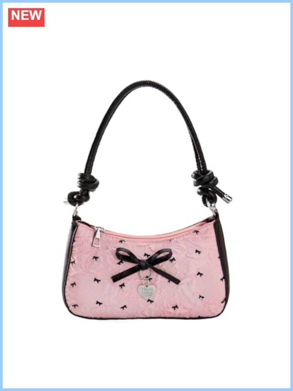 Y2K Coquette Bow Mini Hobo Shoulder Bag Vegan Leather Crossbody Purse
